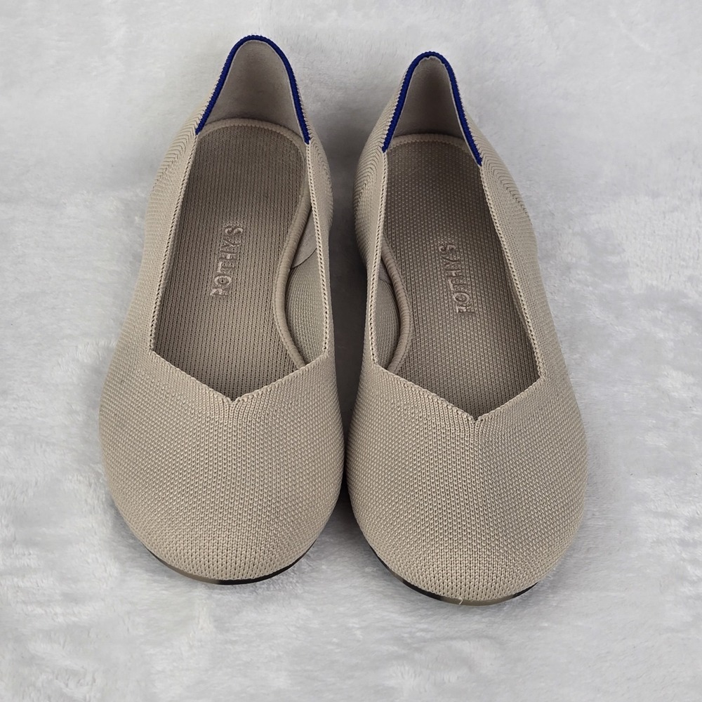 Rothy's Taupe Flats with Navy Edge